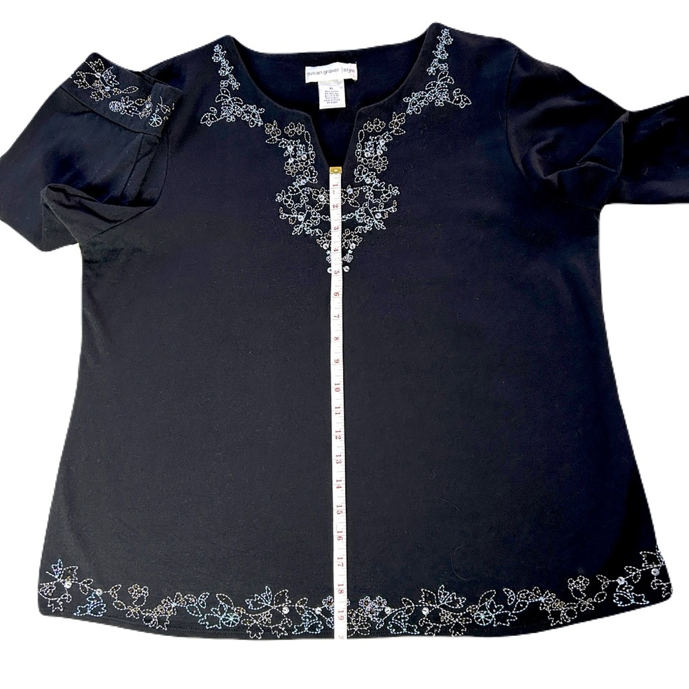 Susan Graver Black Tunic with Delicate Embroidery - Picture 5 of 8
